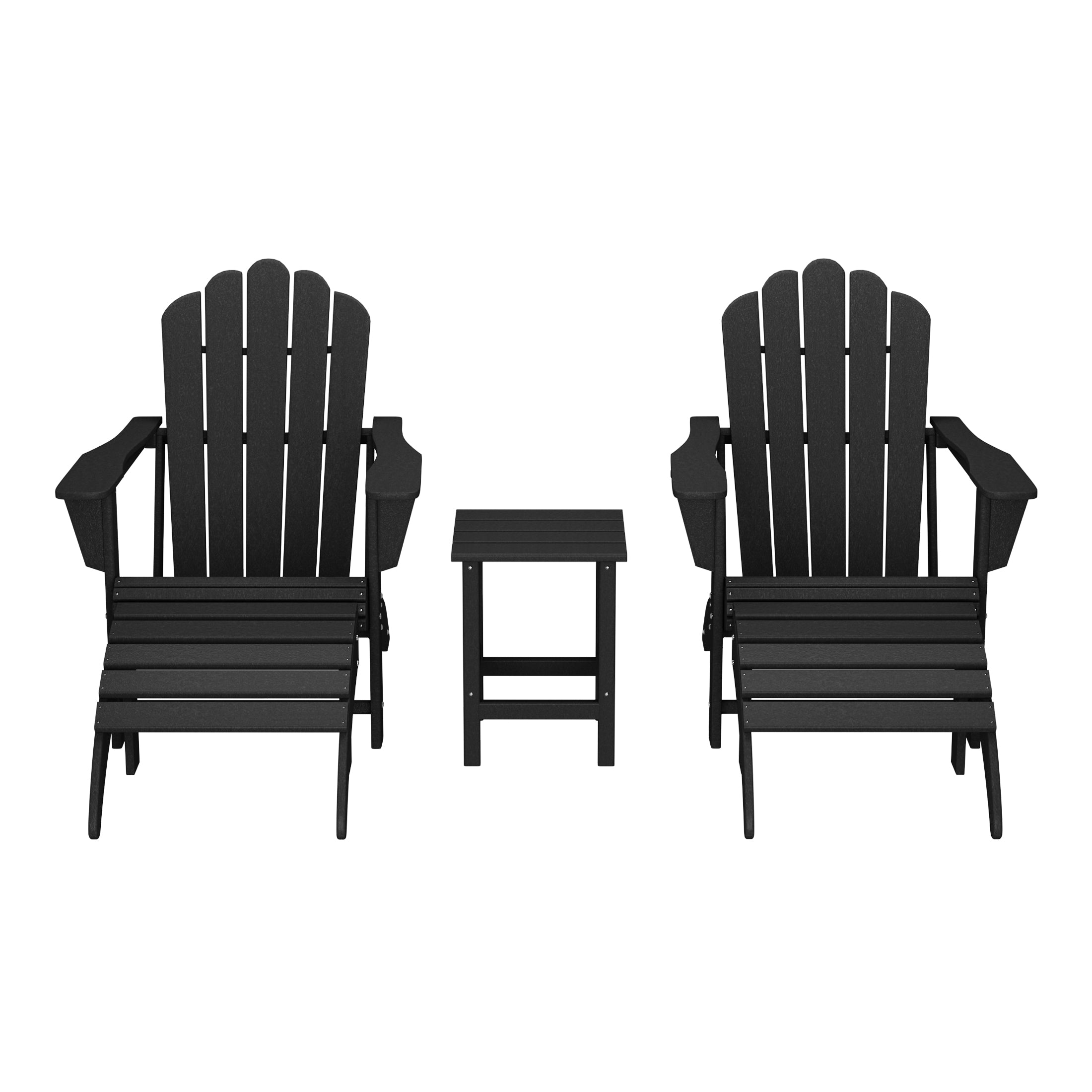 Highland Outdoor Patio HDPE Adirondack Chair With Cup Holder and Table Set