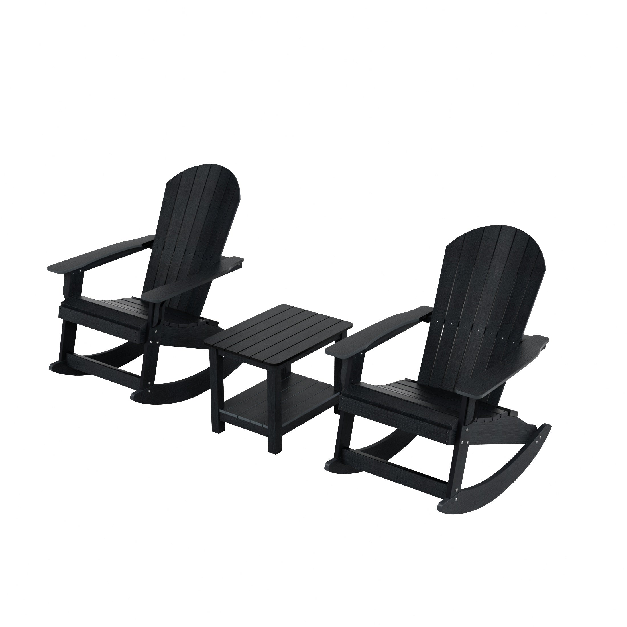 Tuscany 3-Piece HIPS Outdoor Rocking Adirondack Chair With Side Table