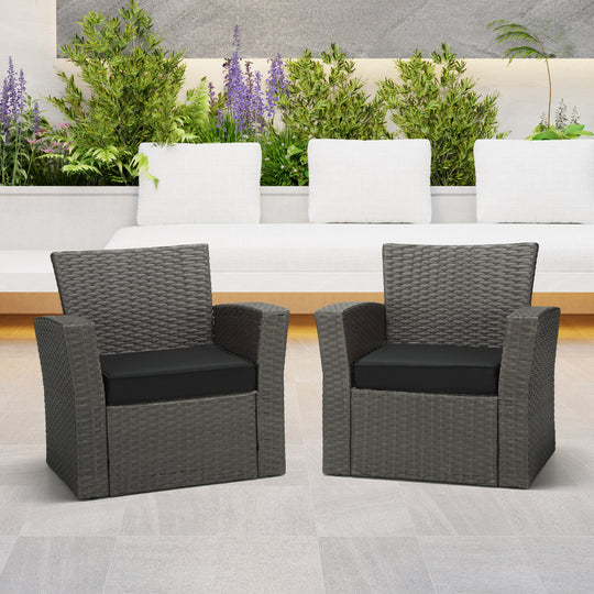 Solace Outdoor Patio Furniture Seat Chair Square Cushions with Piping (Set of 2)