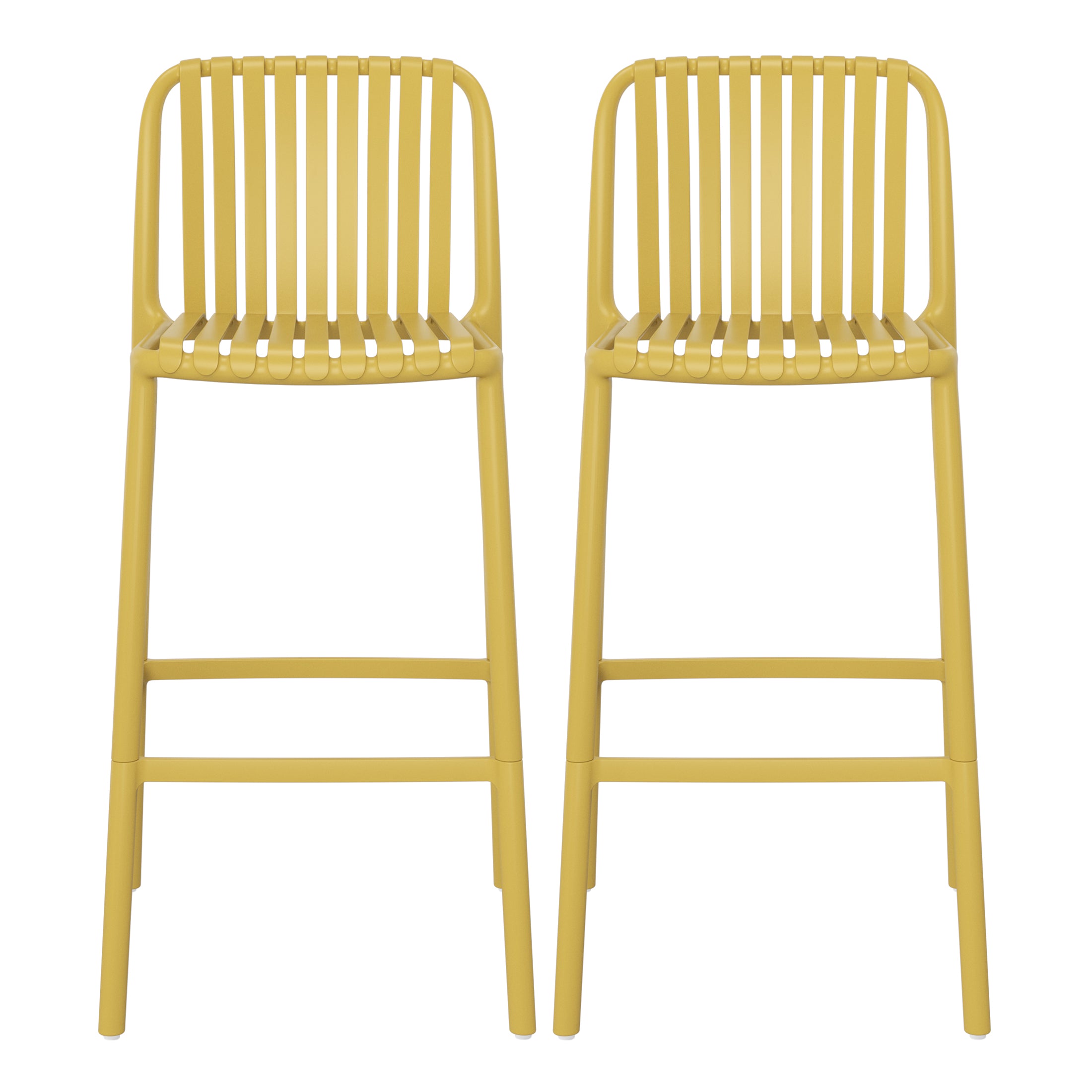 Playa 29.5" Outdoor Modern Polypropylene Plastic Patio Bar Height Stools (Set of 2)