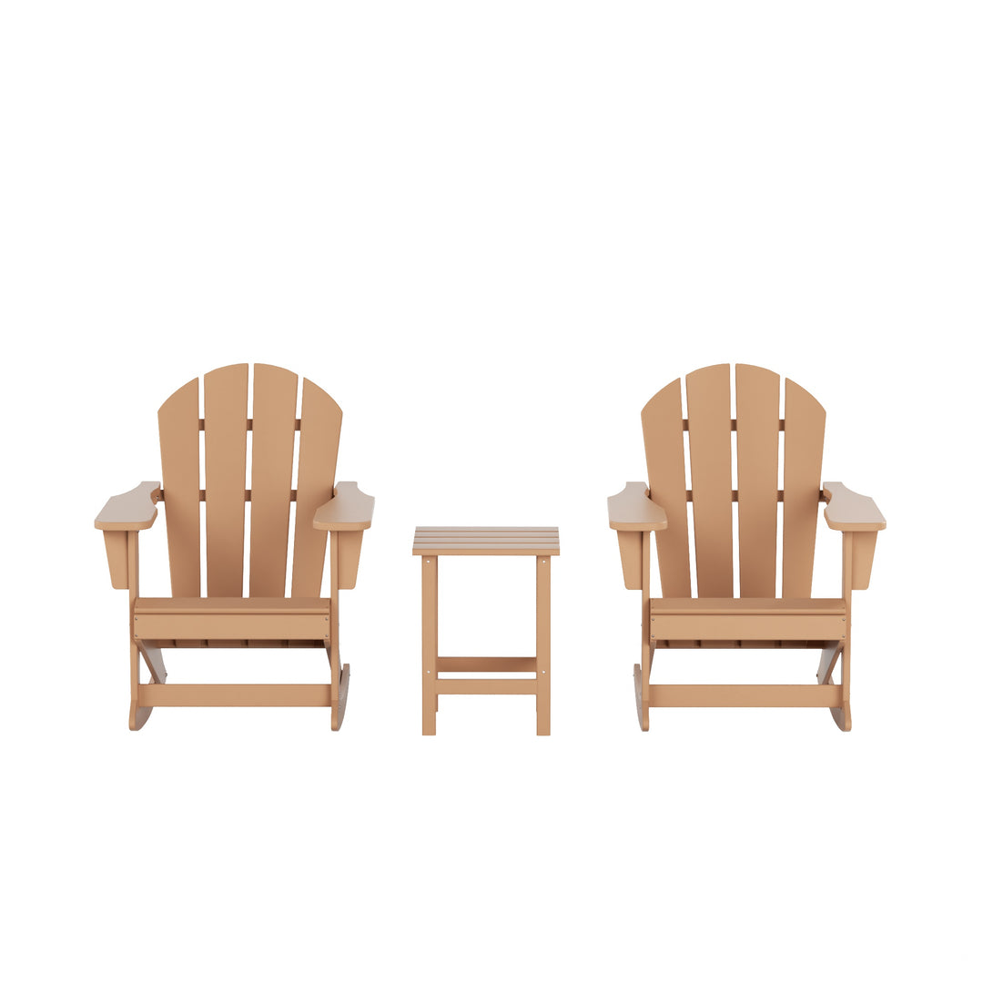 Malibu Westintrends 3-Piece set Outdoor / Patio Poly Adirondack rocking chairs with a side table ( 2 seater )