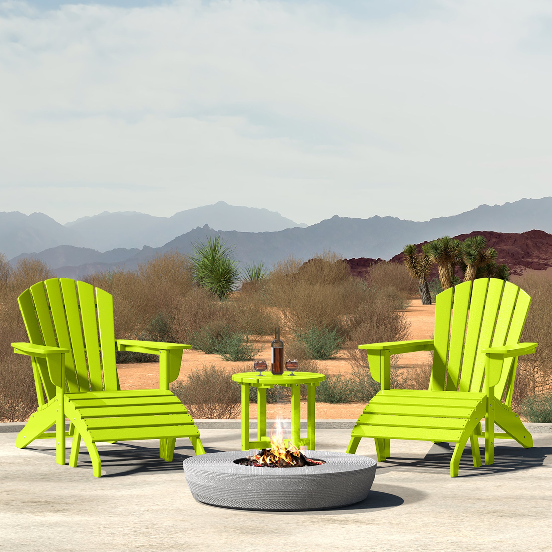 Dylan Outdoor Adirondack Chair With Ottoman And Side Table 5-Piece Set