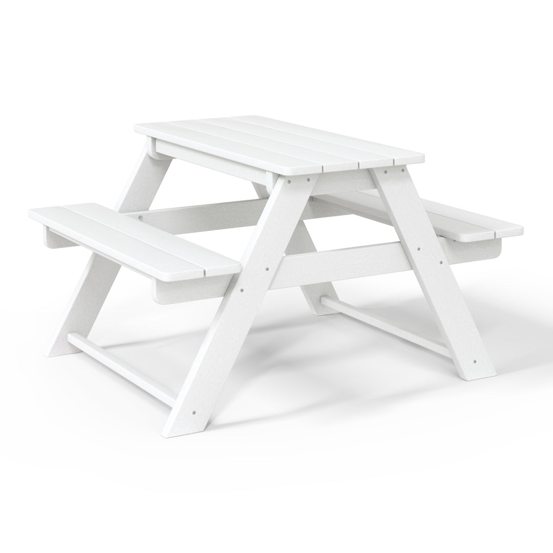 Malibu Outdoor Patio Kids HDPE Plastic Picnic Bench Table