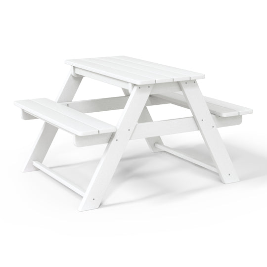 Malibu Outdoor Patio Kids HDPE Plastic Picnic Bench Table