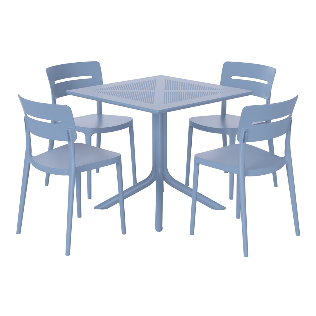 Playa Modern 5-Piece Resin Patio Dining Table Set with Stackable Patio Dining Chairs