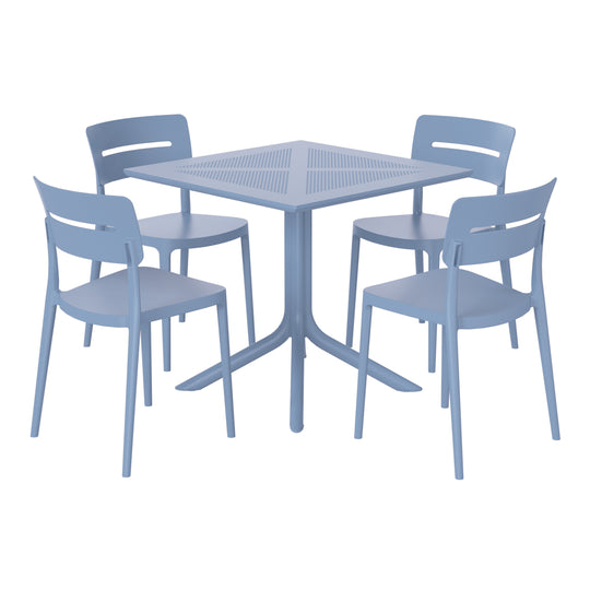 Playa Modern 5-Piece Resin Patio Dining Table Set with Stackable Patio Dining Chairs