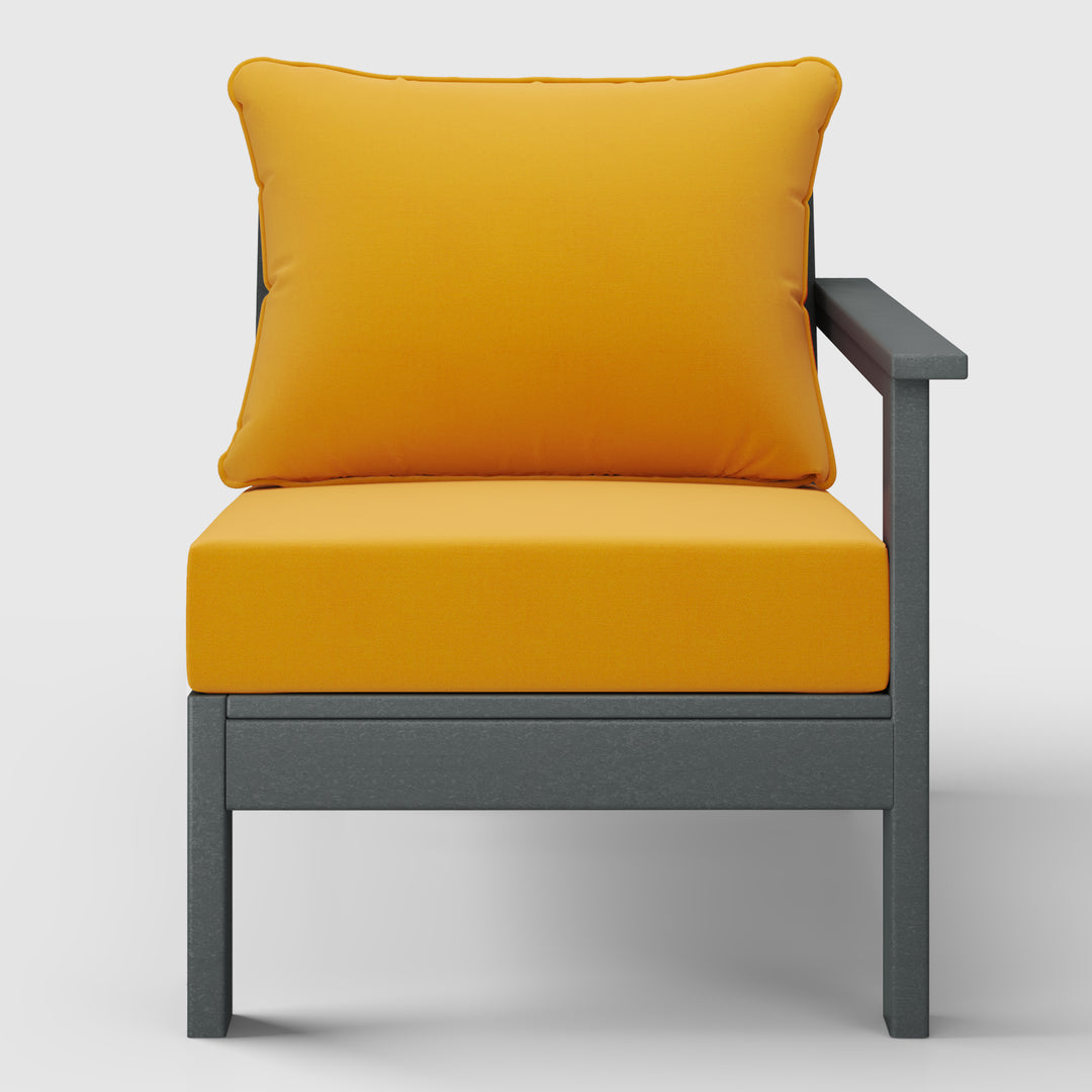 Avalon Outdoor Patio HDPE Right Arm Sectional Corner Club Chair with Patio Cushions