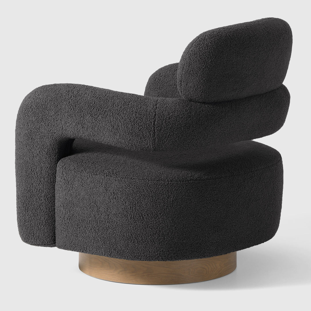 Alexandria Mid-Century Modern Sherpa Swivel Barrel Accent Chair