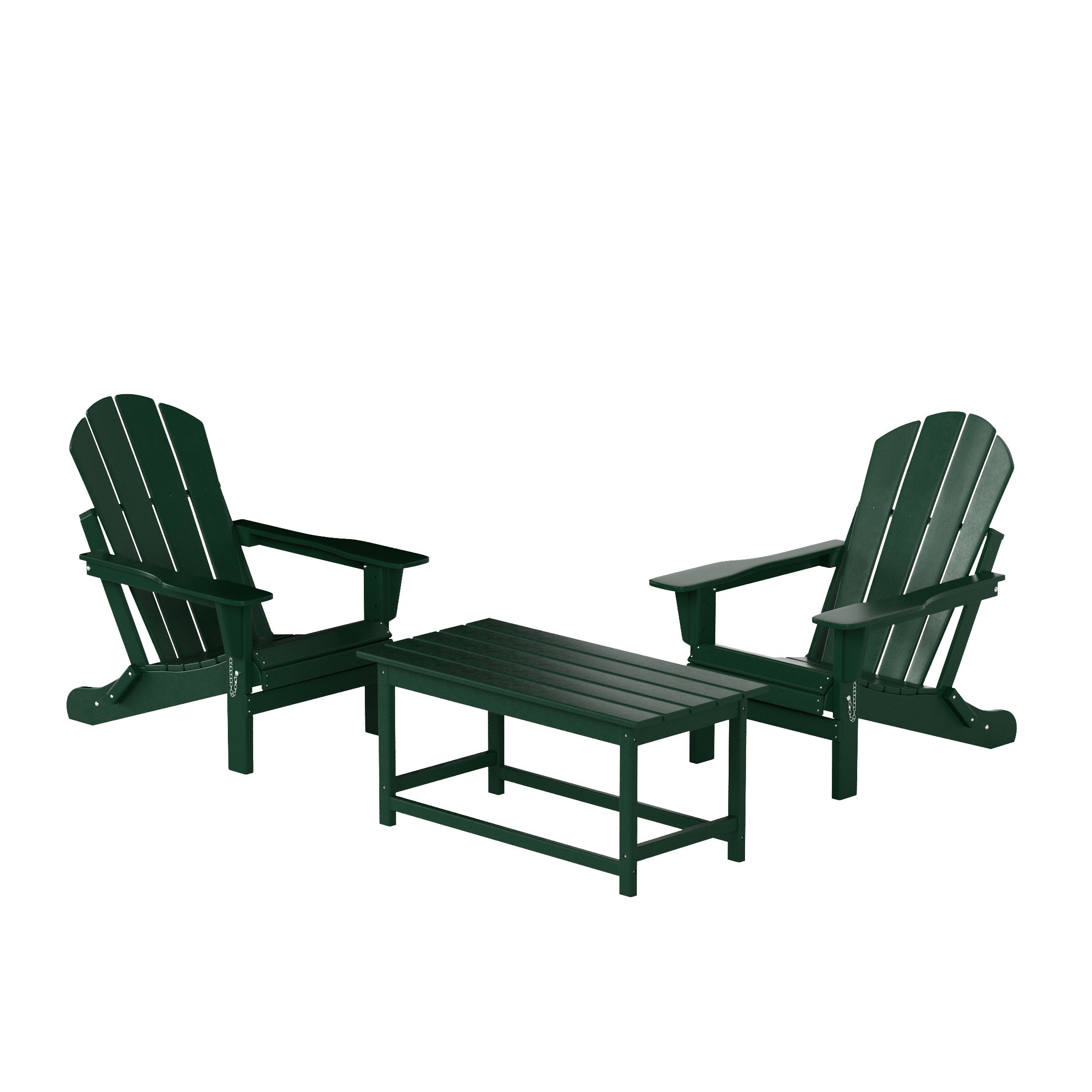Malibu 3-Piece set Outdoor / Patio Poly Adirondack chair set with a Coffee table ( 2 seater )