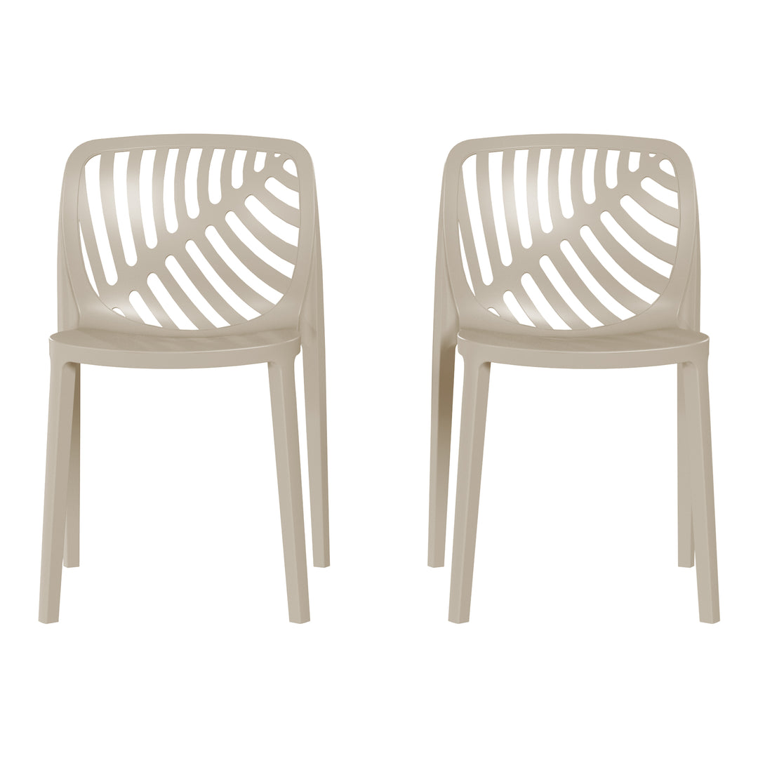 Playa Outdoor Modern Stackable Polypropylene Plastic Patio Bistro Dining Side Chairs (Set of 2)