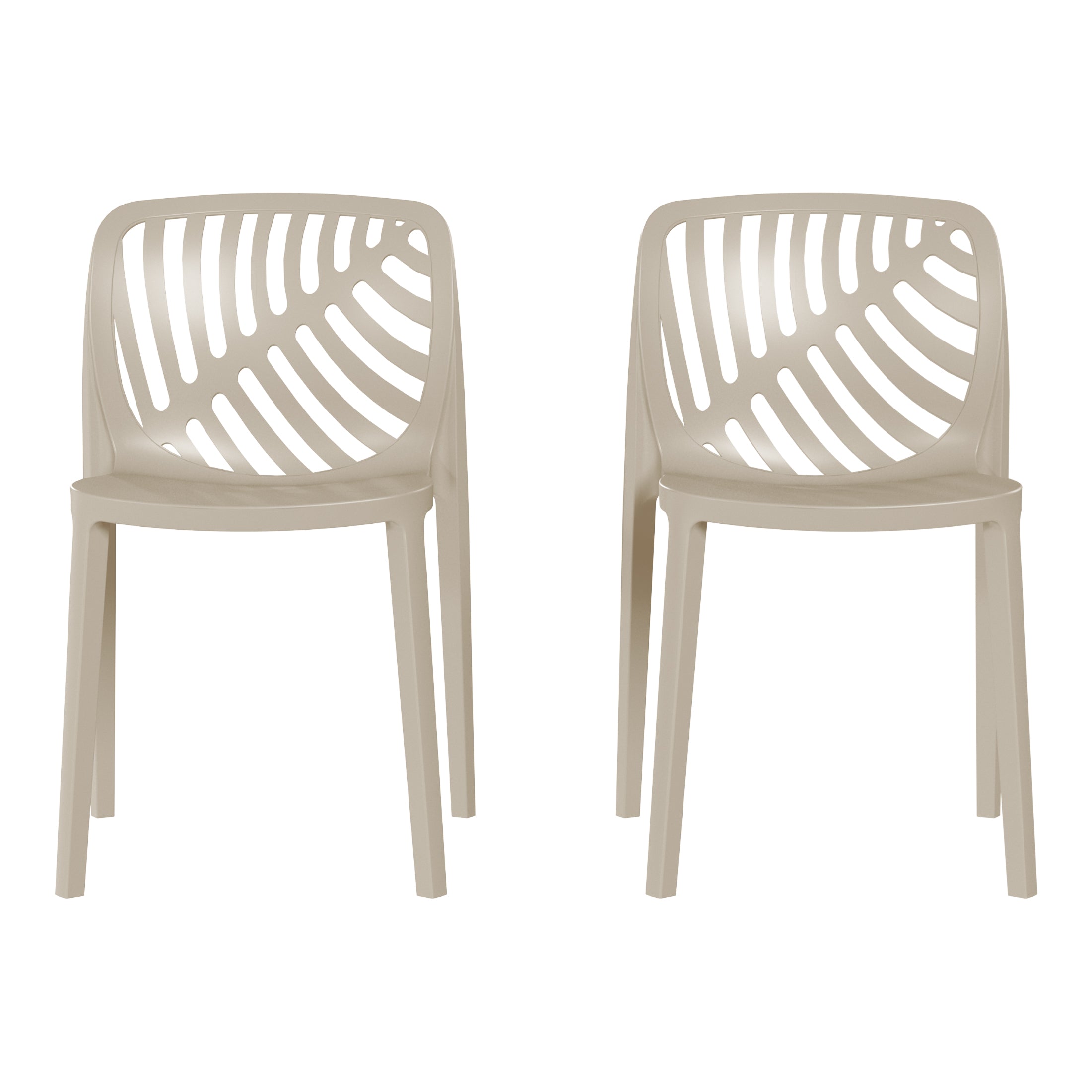 Playa Outdoor Modern Stackable Polypropylene Plastic Patio Bistro Dining Side Chairs (Set of 2)