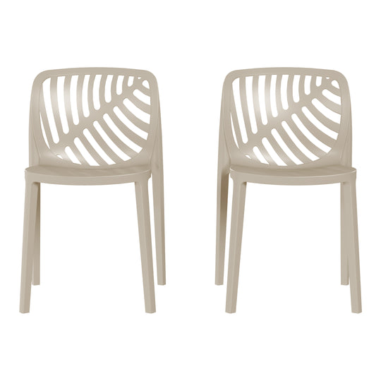 Playa Outdoor Modern Stackable Polypropylene Plastic Patio Bistro Dining Side Chairs (Set of 2)