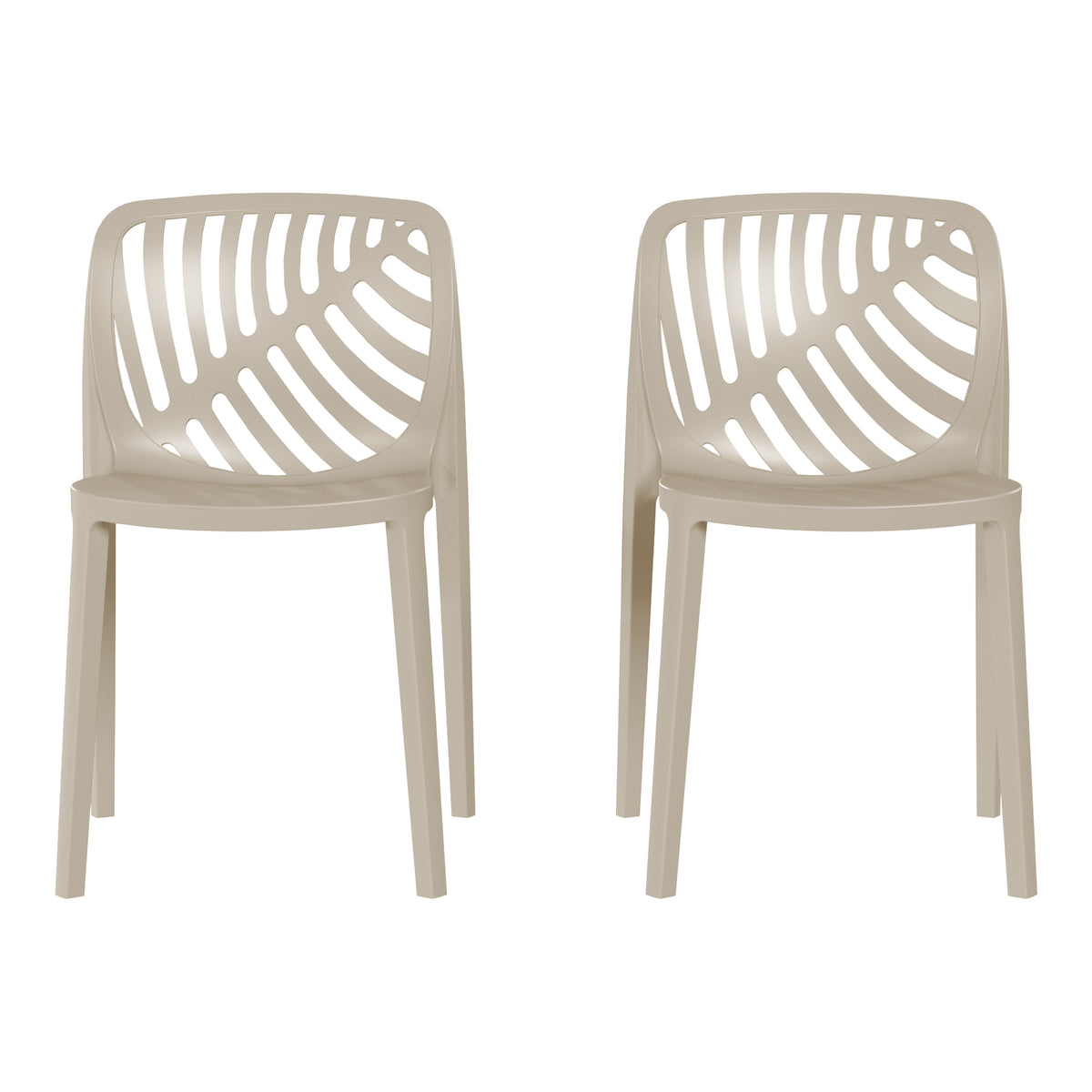 Playa Outdoor Modern Stackable Polypropylene Plastic Patio Bistro Dining Side Chairs (Set of 2)
