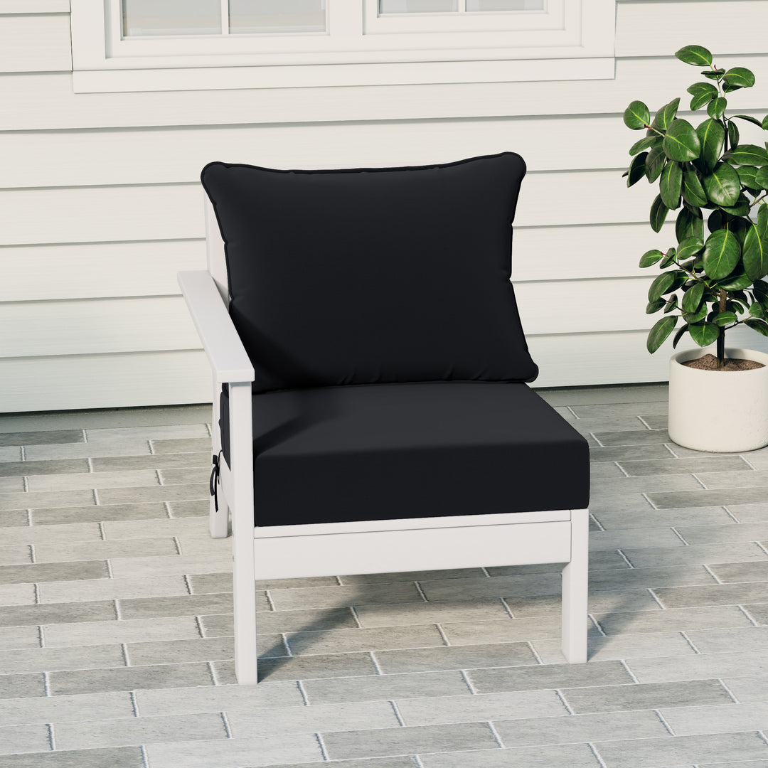 Avalon Outdoor Patio HDPE Left Arm Sectional Corner Club Chair with Patio Cushions