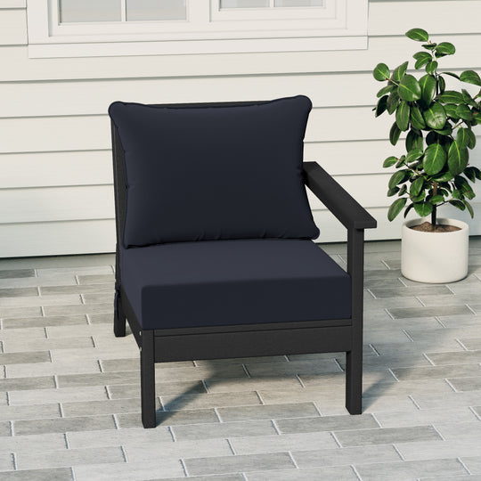 Avalon Outdoor Patio HDPE Right Arm Sectional Corner Club Chair with Patio Cushions
