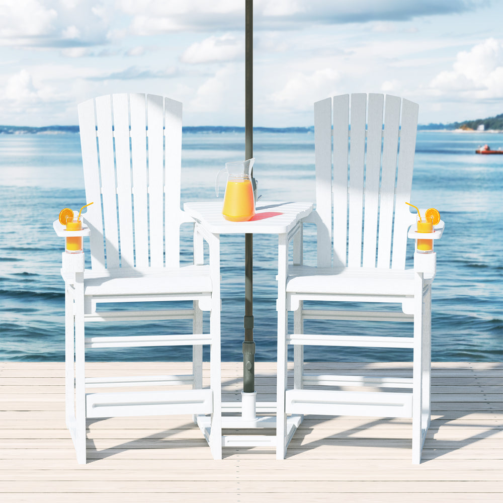 Azura Outdoor Tall Adirondack Chairs With Connecting Table Tray (Set of 2)