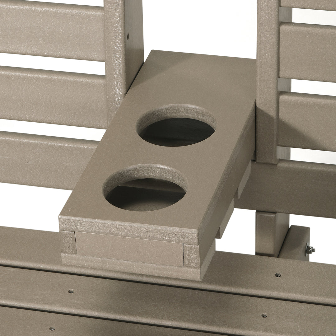 St Charles Outdoor HDPE 54" Front Hanging Porch Swing Bench With Cupholders