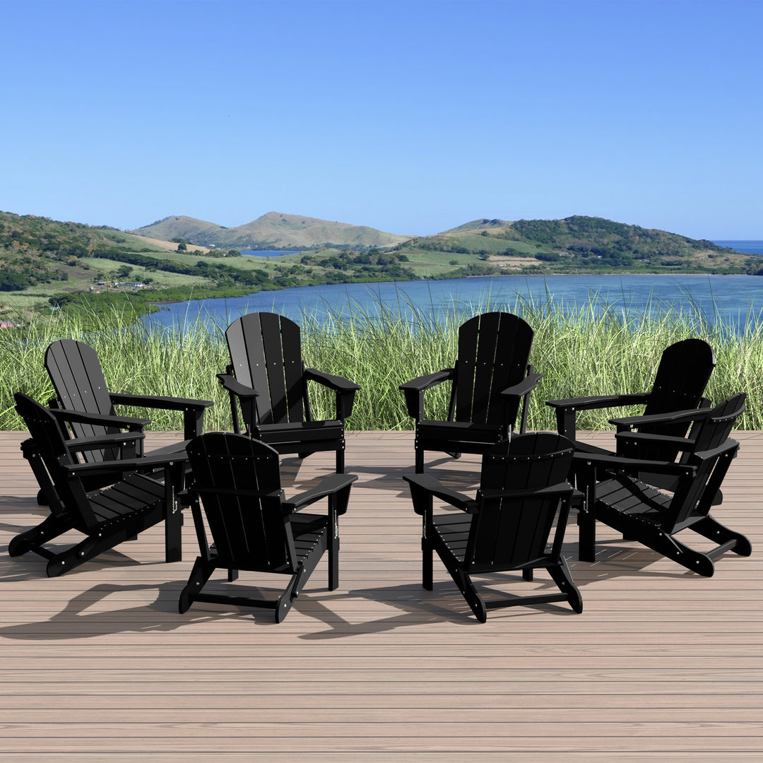 Malibu Outdoor Folding Poly Adirondack Chair (Set of 8)