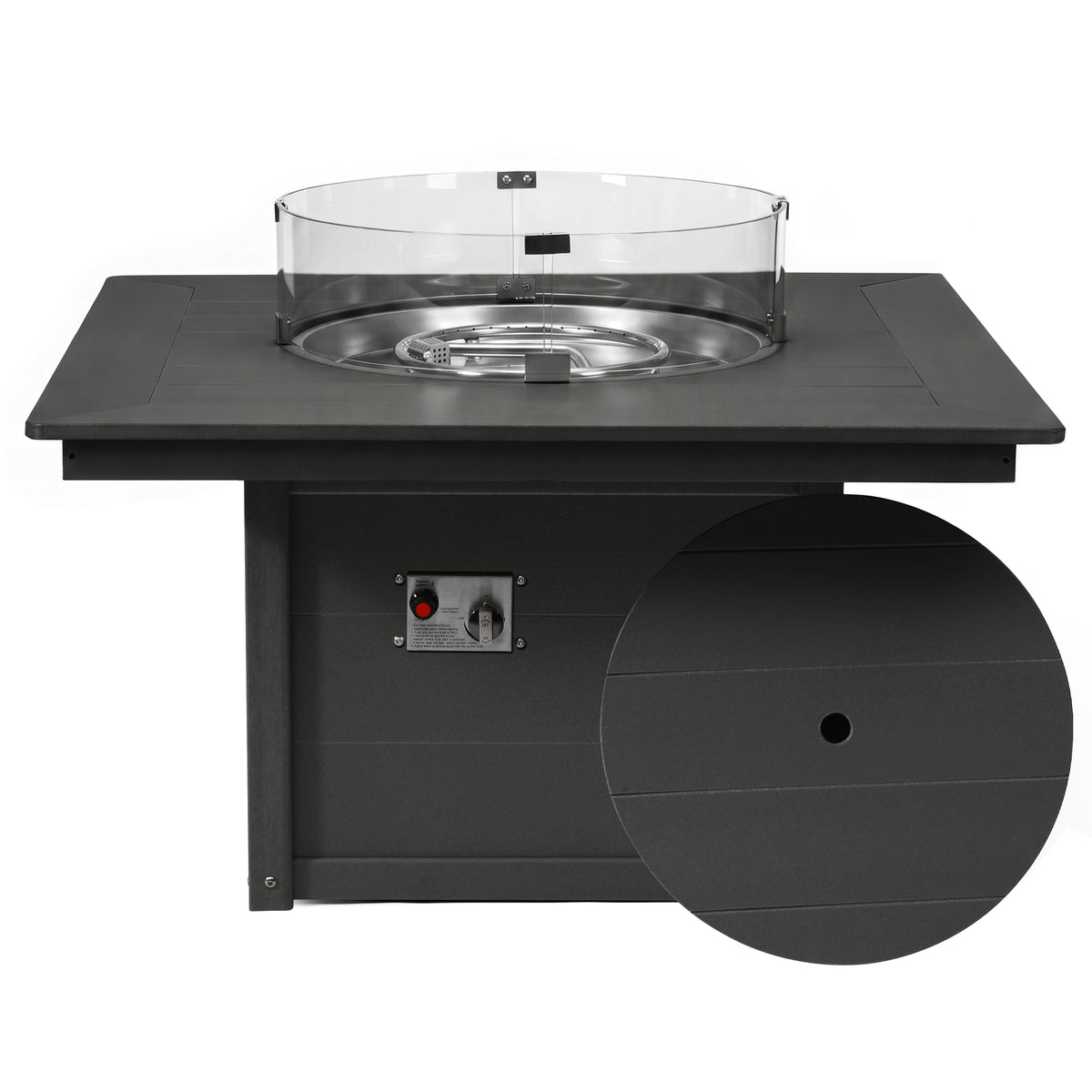 Helios 42" Modern Outdoor Patio Propane Square Fire Pit Table