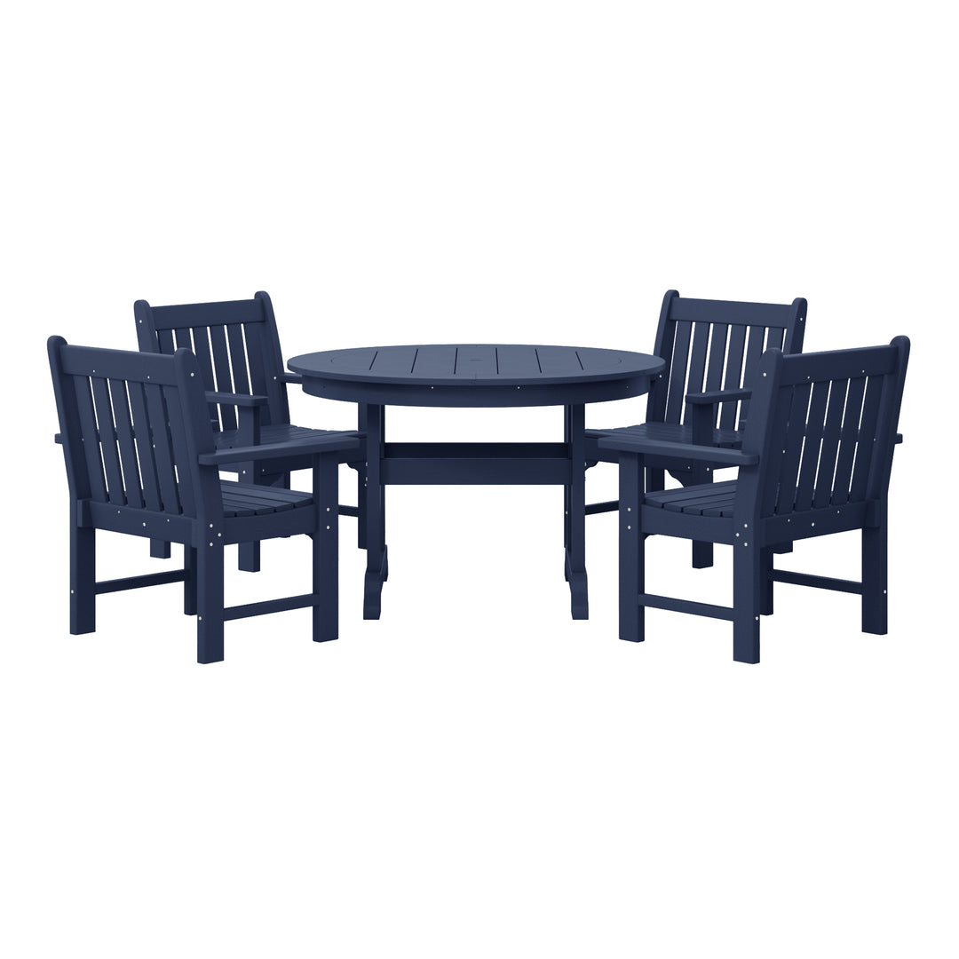 Malibu 5-Piece HDPE Outdoor Patio Chair and Round Table Dining Set