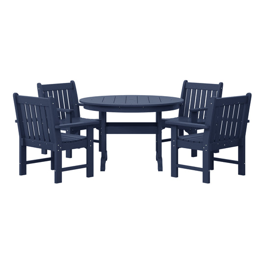 Malibu 5-Piece HDPE Outdoor Patio Chair and Round Table Dining Set