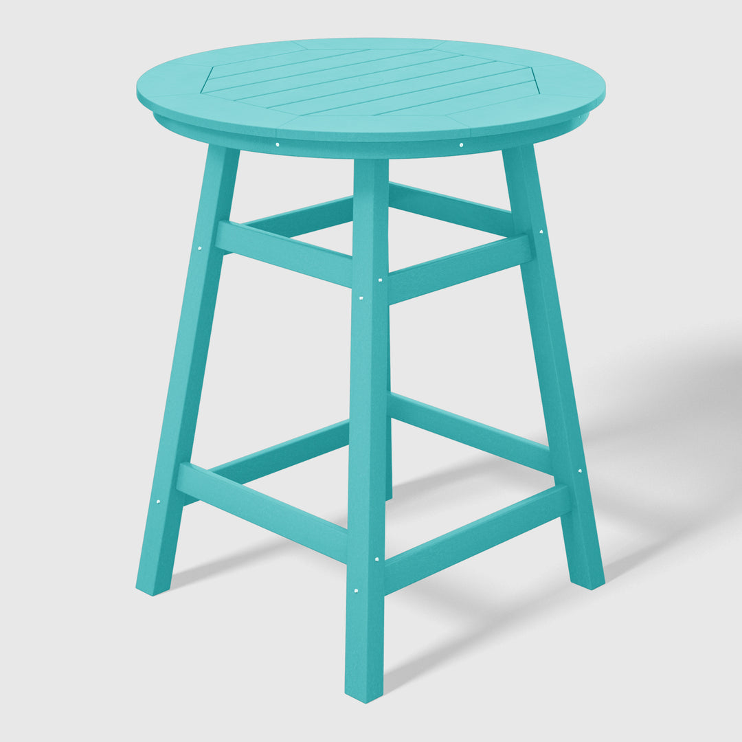 Malibu 5-Piece HDPE Outdoor Patio Dining Bar Bistro Table Set with Counter High Round Bar Stools