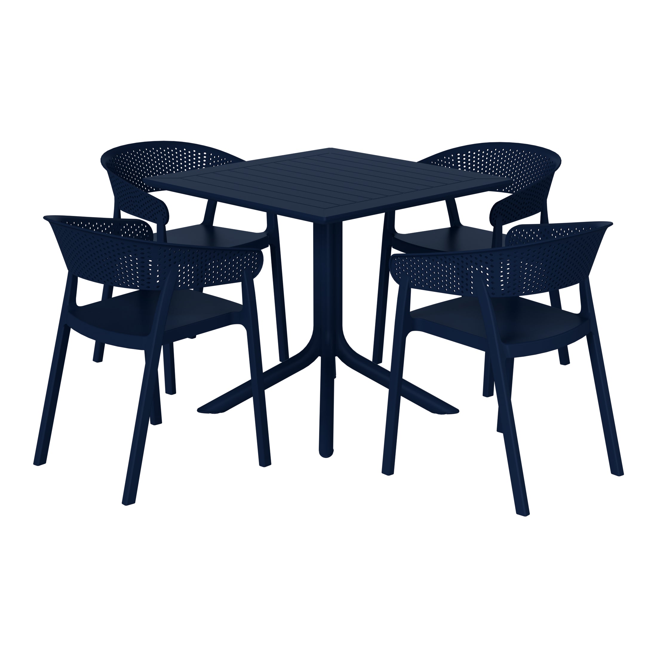 Playa 5-Piece Outdoor Resin Square Patio Dining Table Set with Stackable Patio Dining Chairs