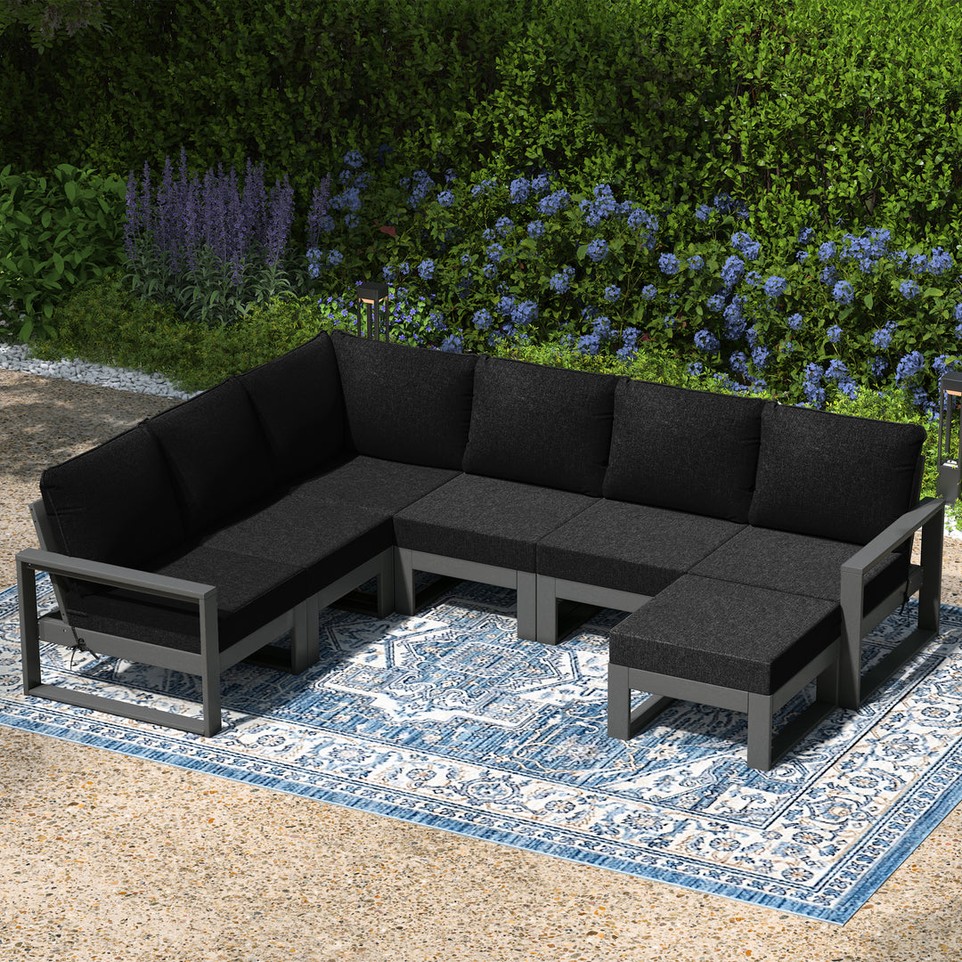 Montara 7-Piece Outdoor Modular L-Shaped Corner Patio Sectional Sofa Set