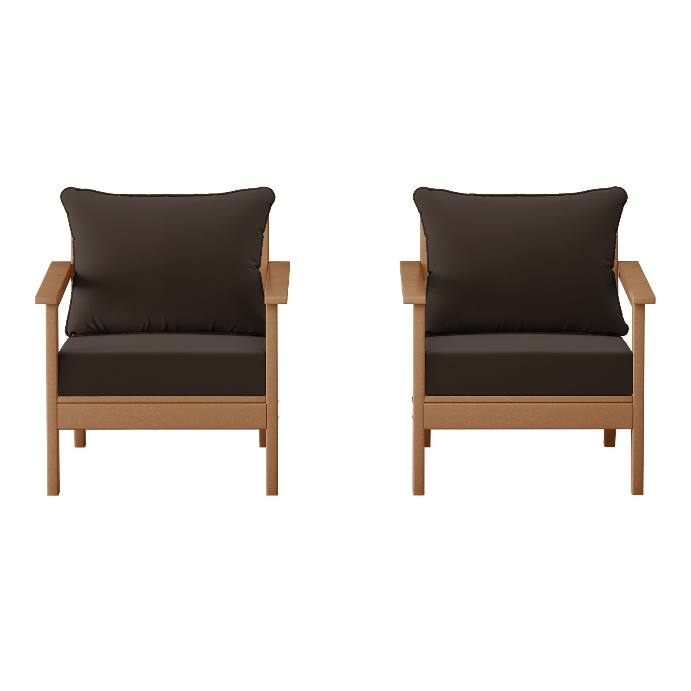 Avalon Outdoor Modern HDPE Patio Club Chairs with Deep Seat Cushions (Set of 2)