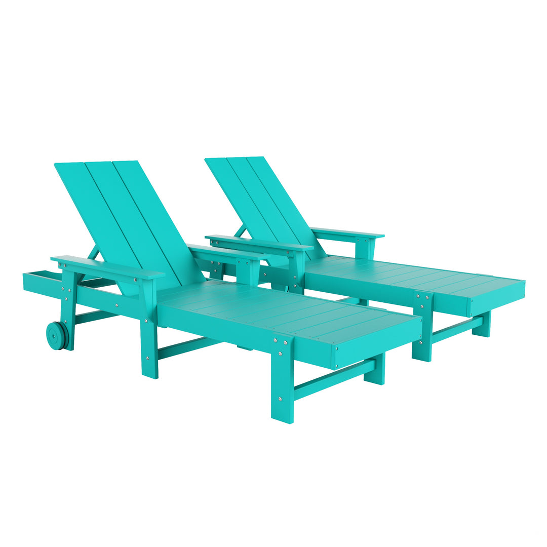 Ashore 2 Piece Reclining Chaise Lounge With Arms & Wheels