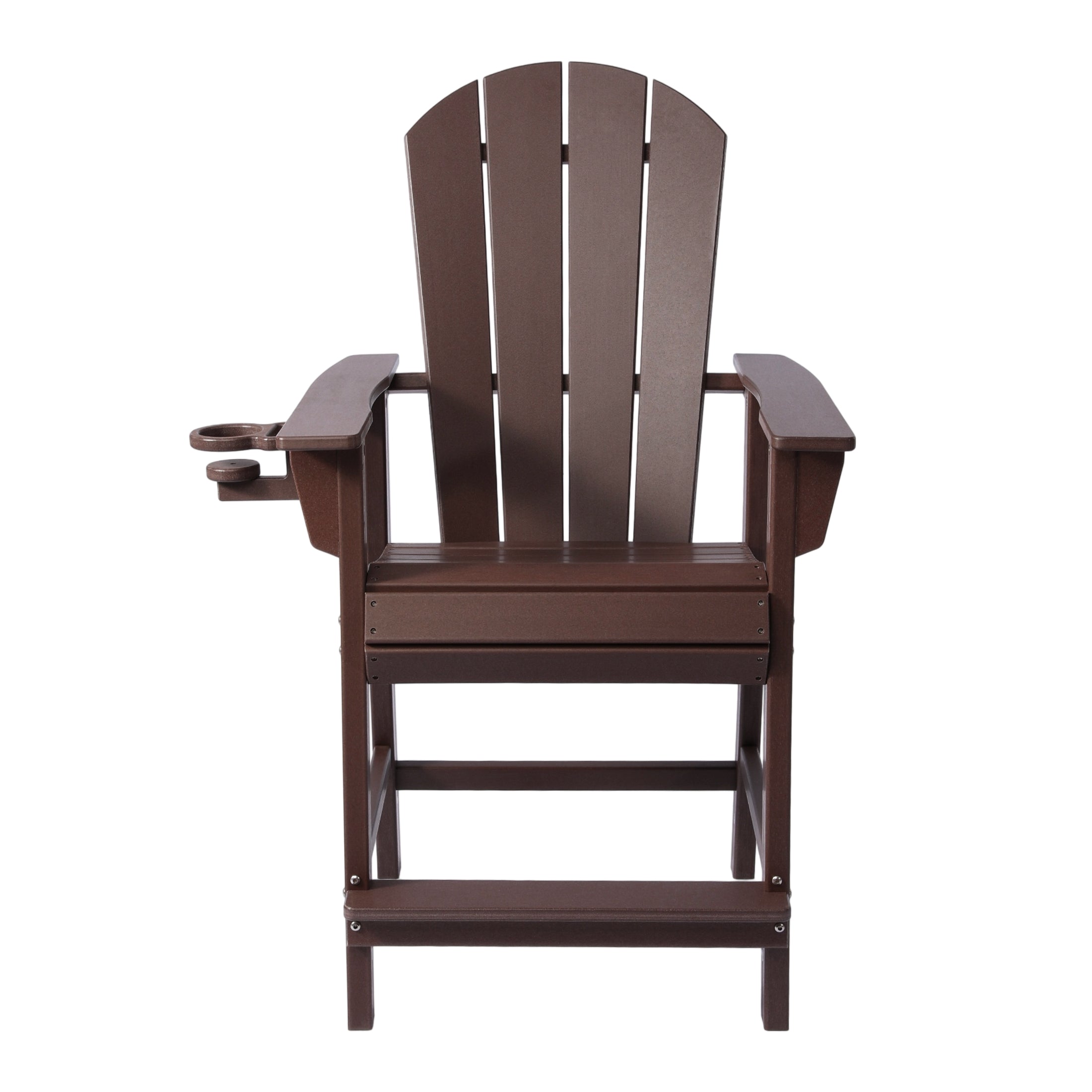 Malibu Outdoor HDPE  Tall Adirondack Counter Height Bar Chair With Cup Holder