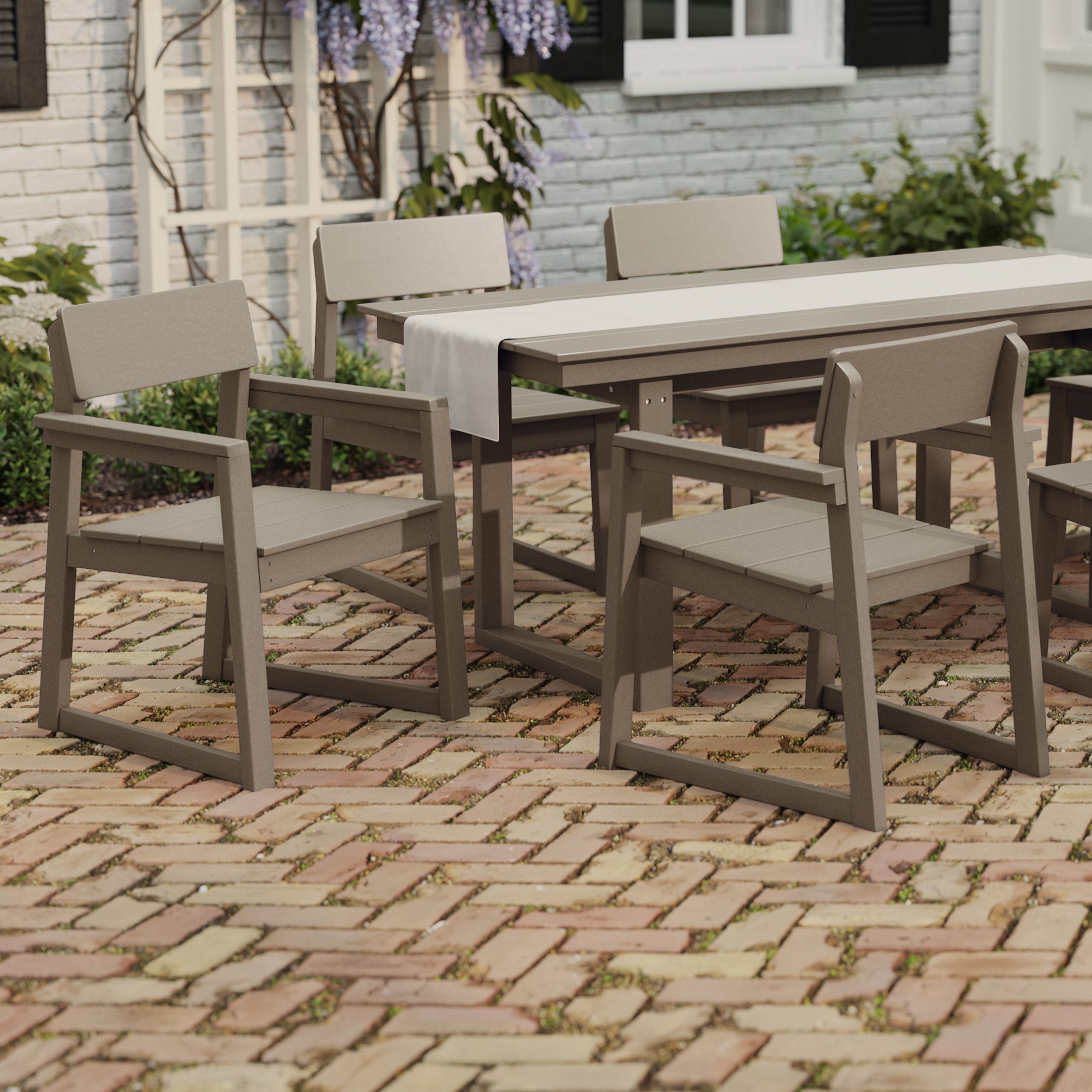 Paloma Modern HDPE Outdoor Patio Dining Arm Chairs (Set of 2)