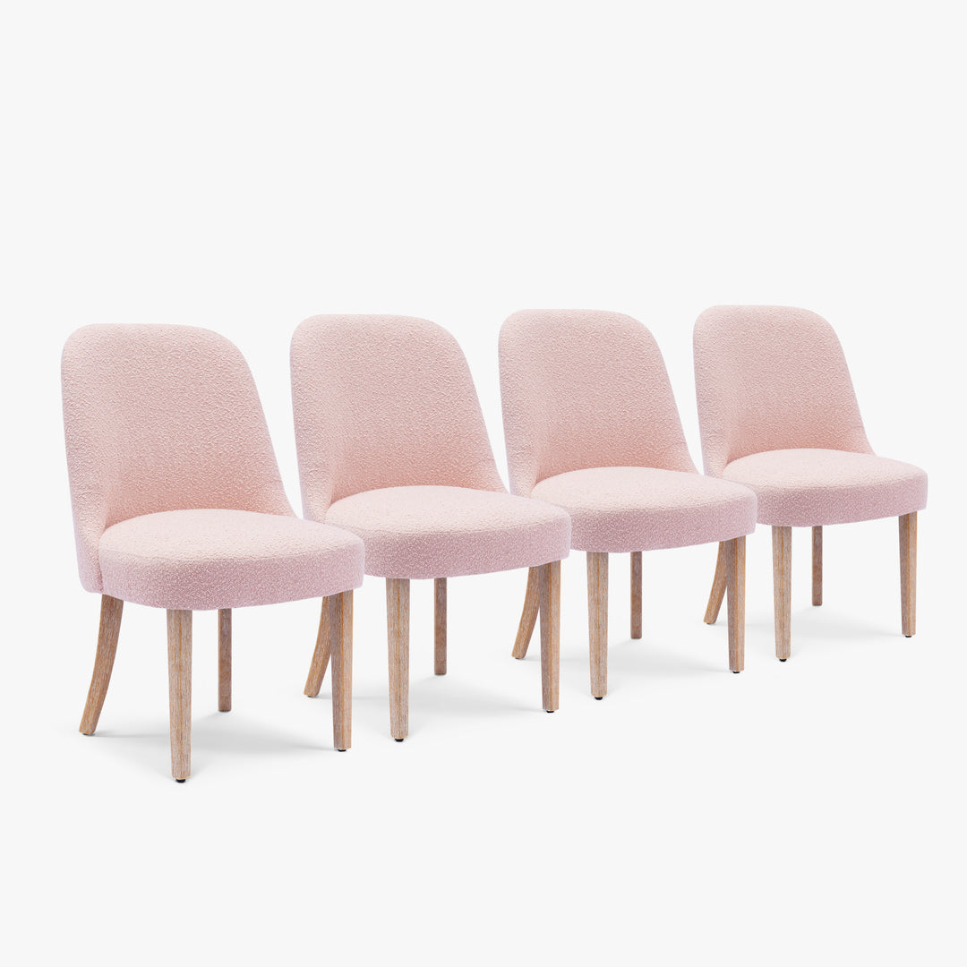 Genevieve Mid-Century Modern Upholstered Boucle Dining Chair (Set of 4)