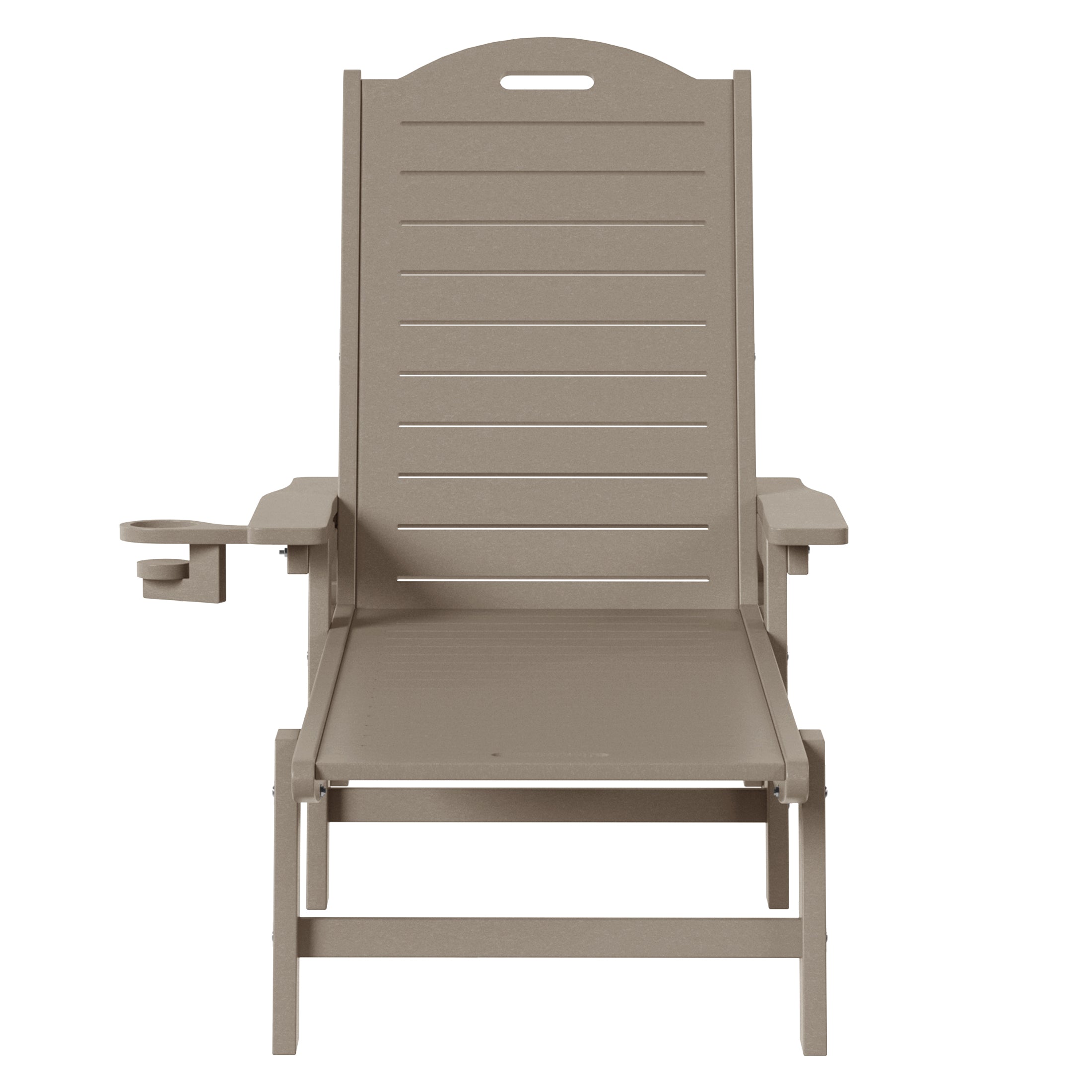 Aruba Outdoor HDPE Patio Chaise Lounges With Wheels & Cup Holder (Set of 2)
