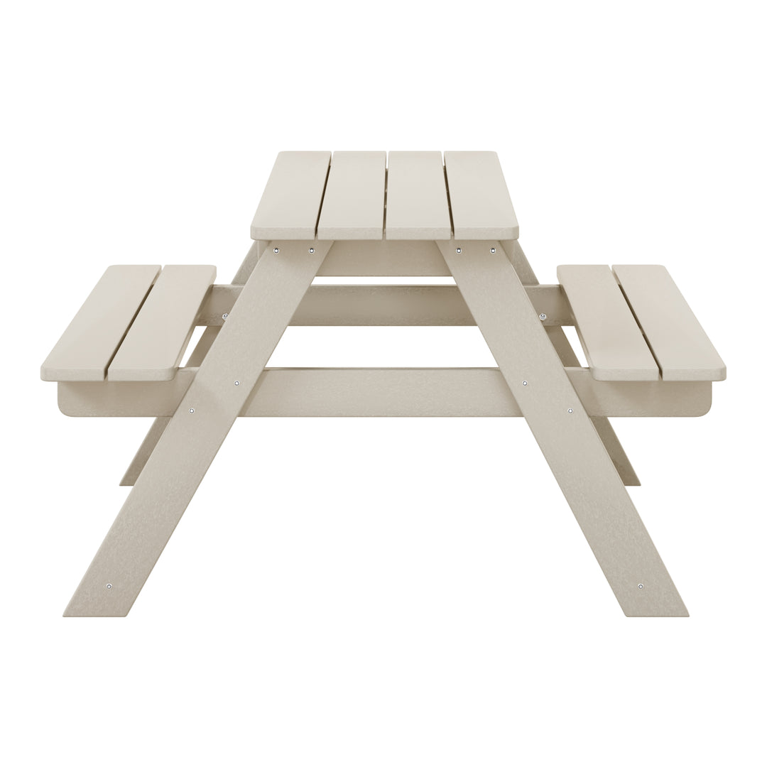 Malibu Outdoor Patio Kids HDPE Plastic Picnic Bench Table