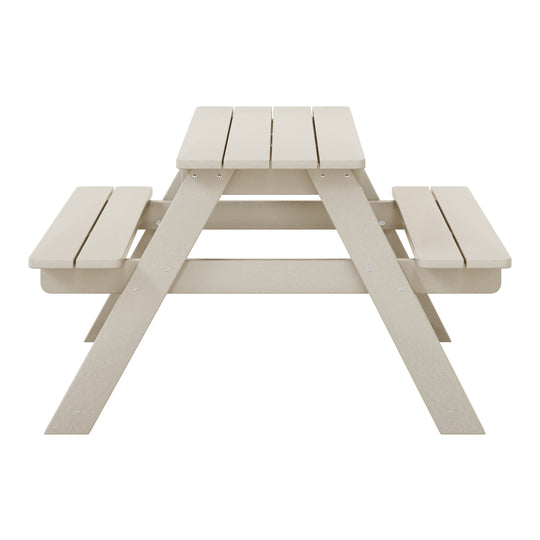 Malibu Outdoor Patio Kids HDPE Plastic Picnic Bench Table