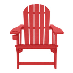 Azura Tool-Free Assembly Outdoor Patio HDPE Plastic Adirondack Chair with Cup Holder