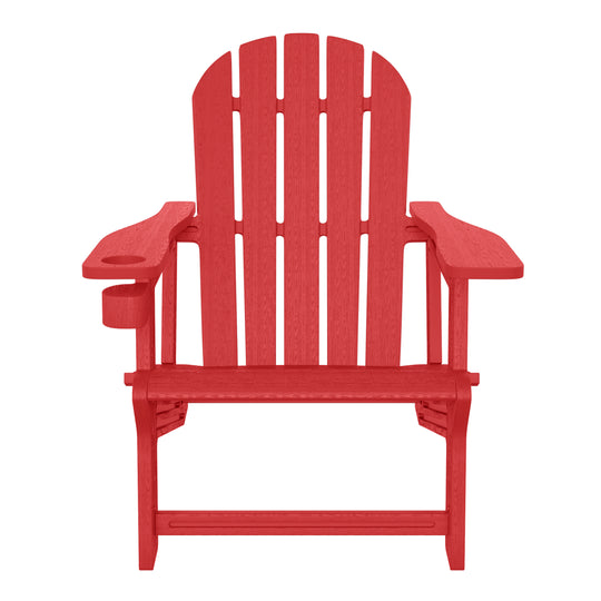 Azura Tool-Free Assembly Outdoor Patio HDPE Plastic Adirondack Chair with Cup Holder