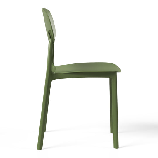 Playa 3-Piece Outdoor Round Metal Patio Dining Table Set With Stackable Resin Patio Side Chairs