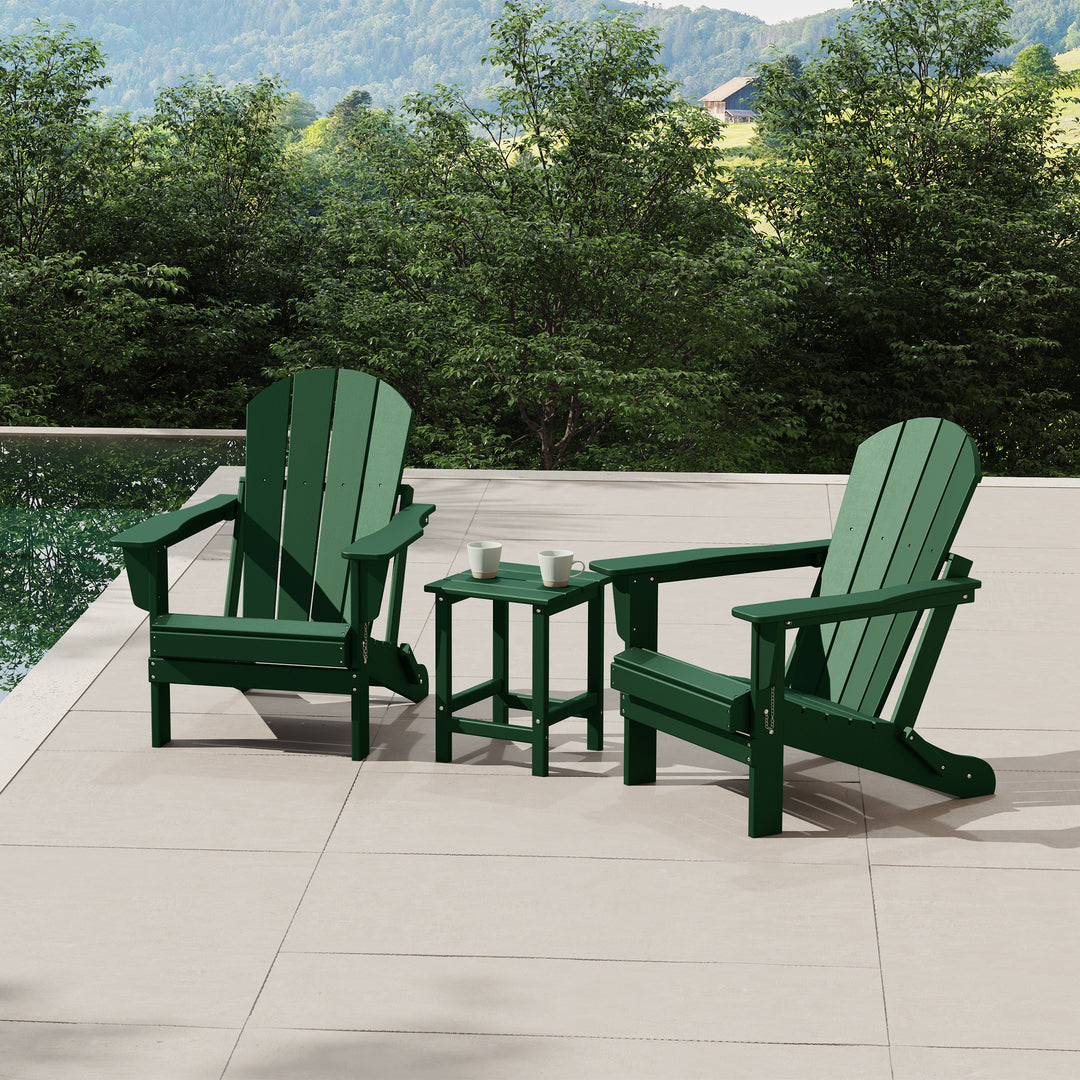 Malibu 3-Piece set Outdoor / Patio Poly Adirondack chair set with a side table ( 2 seater )