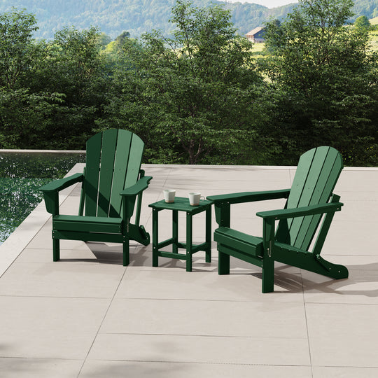 Malibu 3-Piece set Outdoor / Patio Poly Adirondack chair set with a side table ( 2 seater )