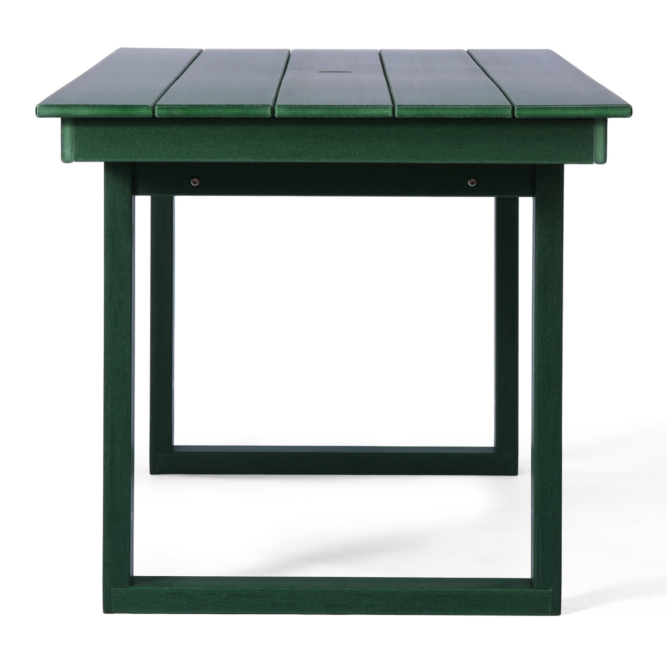Paloma 68" Outdoor HDPE Modern Rectangular Patio Dining Table With Umbrella Hole