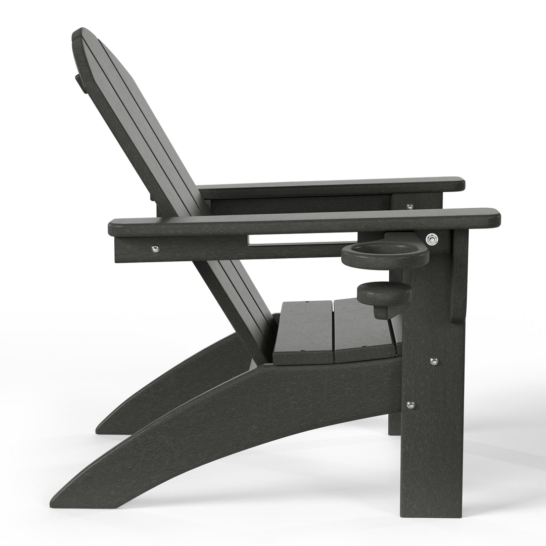 Malibu 3-Piece Kids HDPE Adirondack Chairs Set with Square Side Table and Cup Holders