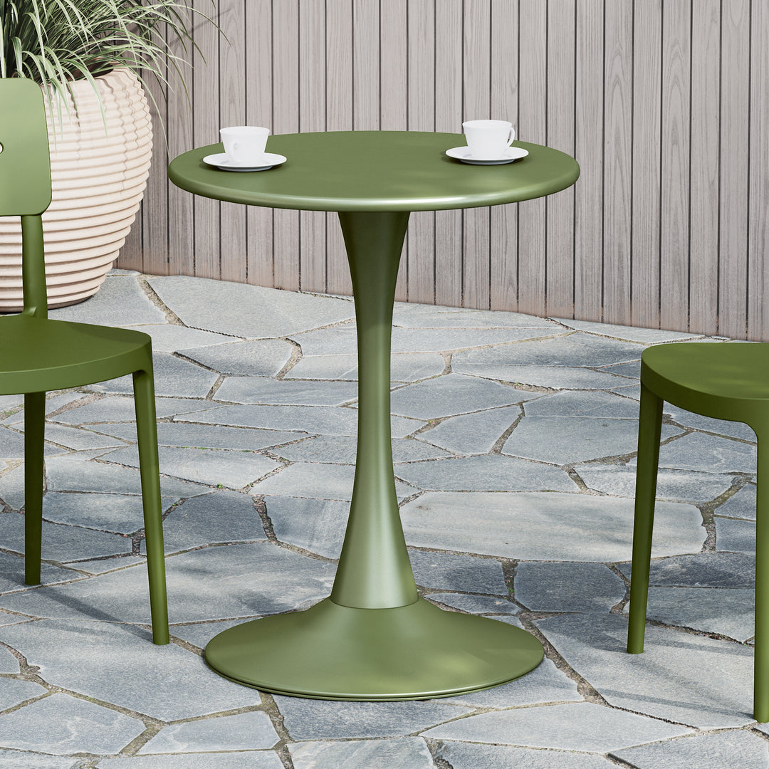 Playa 23.5" Round Outdoor Indoor Metal Cocktail Dining Table