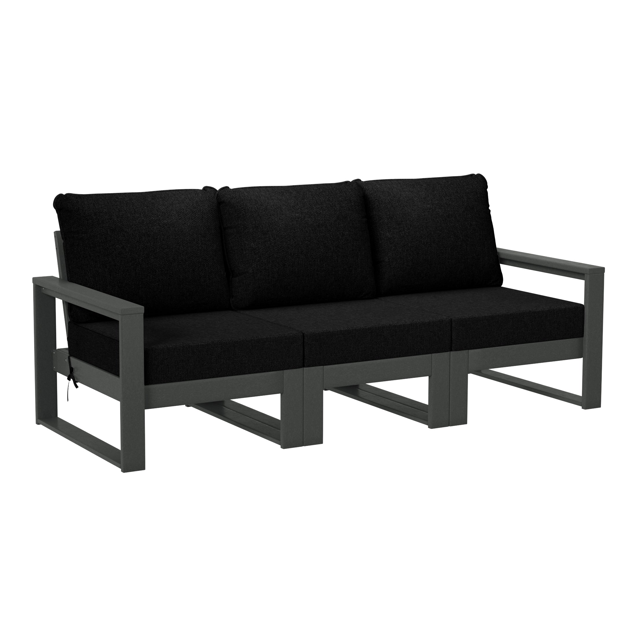 Montara Outdoor HDPE All-Weather Modern Deep Seating Patio Sofa with Waterproof Cushions