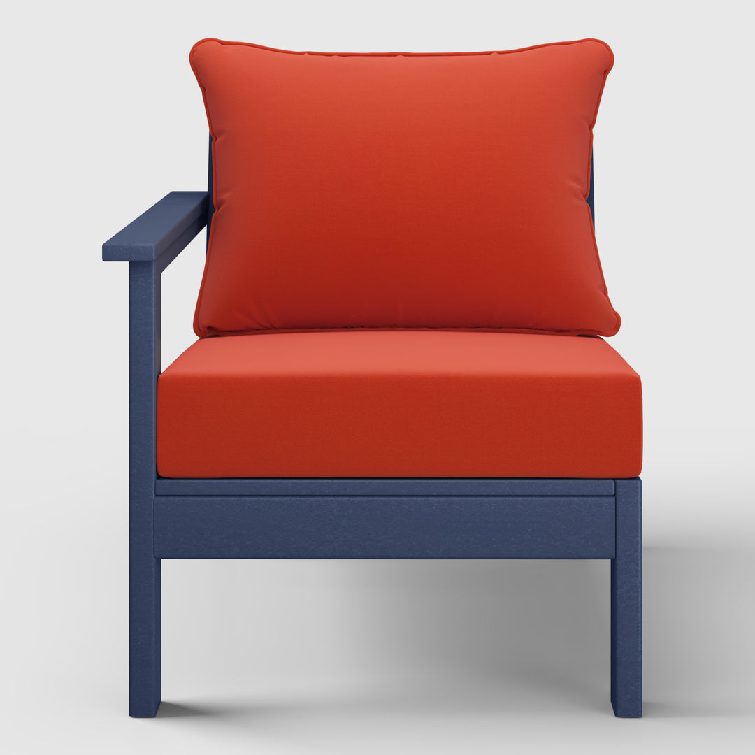 Avalon Outdoor Patio HDPE Left Arm Sectional Corner Club Chair with Patio Cushions