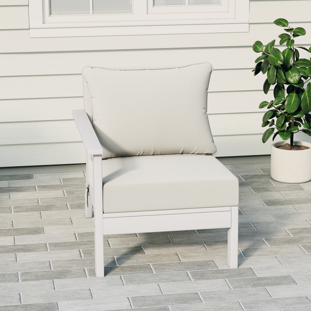 Avalon Outdoor Patio HDPE Left Arm Sectional Corner Club Chair with Patio Cushions