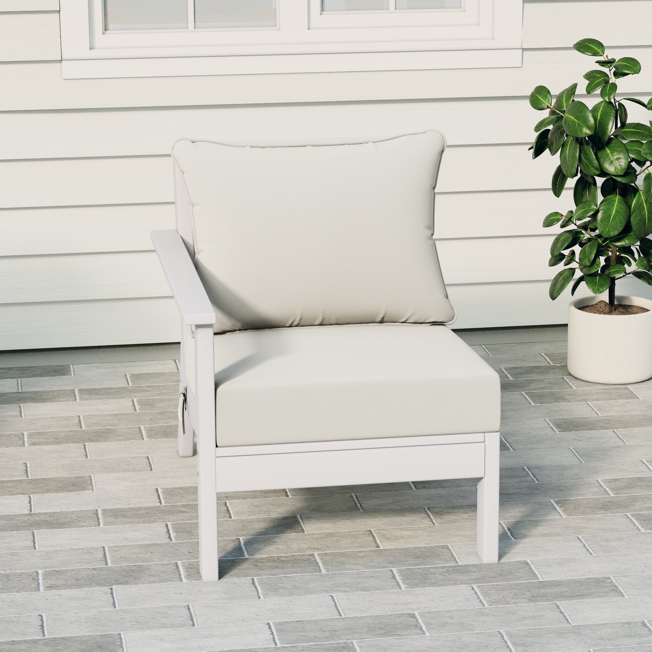 Avalon Outdoor Patio HDPE Left Arm Sectional Corner Club Chair with Patio Cushions
