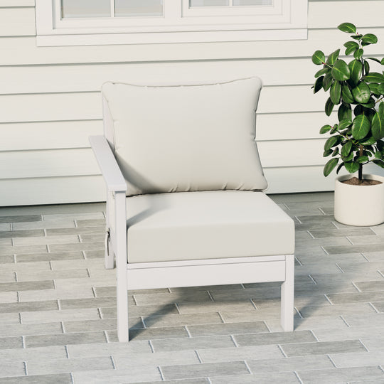 Avalon Outdoor Patio HDPE Left Arm Sectional Corner Club Chair with Patio Cushions