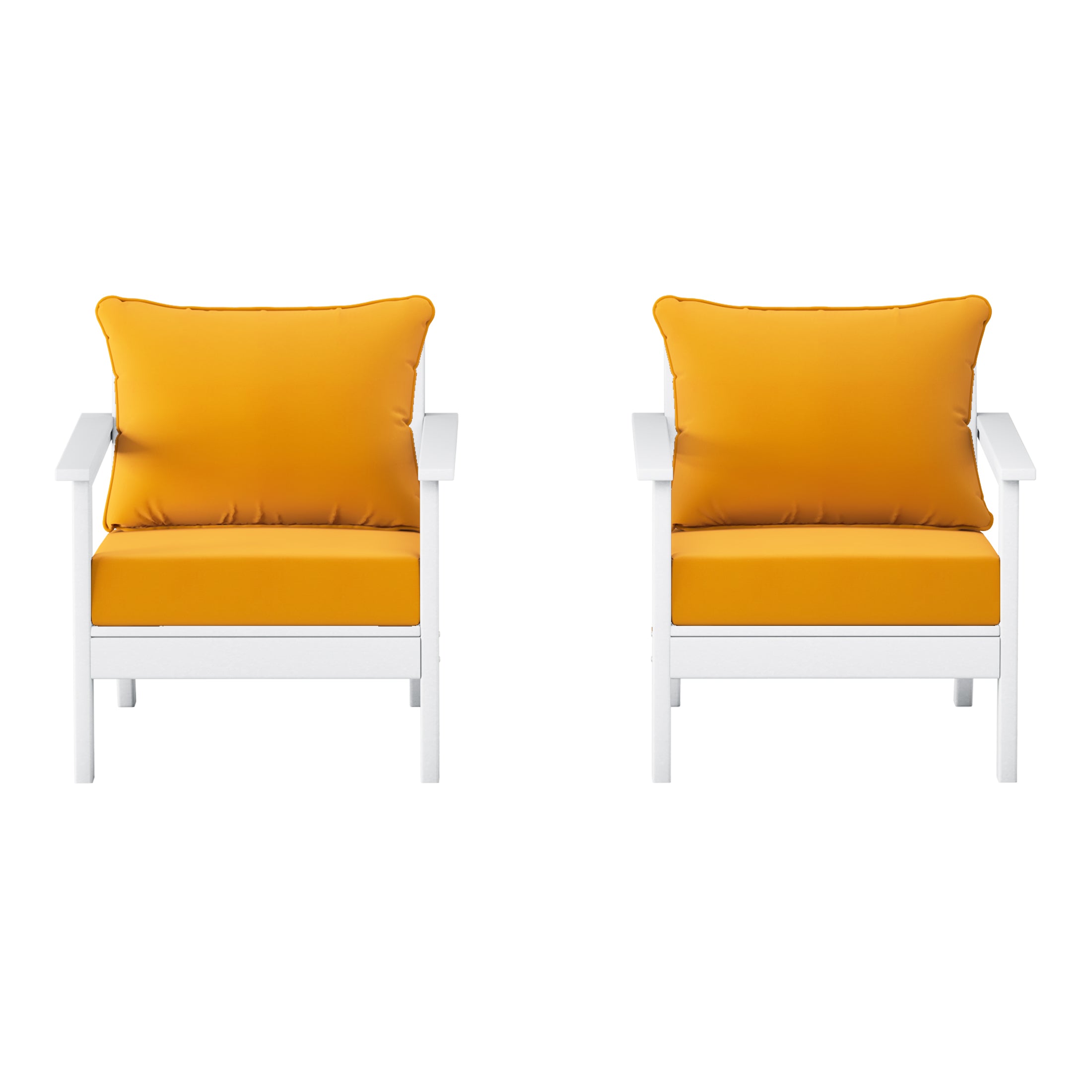 Avalon Outdoor Modern HDPE Patio Club Chairs with Deep Seat Cushions (Set of 2)
